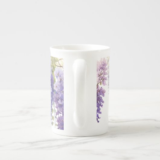 紫エレガント水色藤フローラ母 ボーンチャイナマグカップ (裏面)