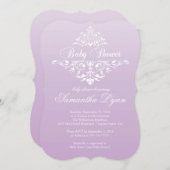 紫エレガント淡い色の赤グラデーションちゃんシャワー招待状 招待状 (正面/裏面)