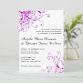 紫エレガント渦巻き結婚式招待状 招待状 (スタンド正面)