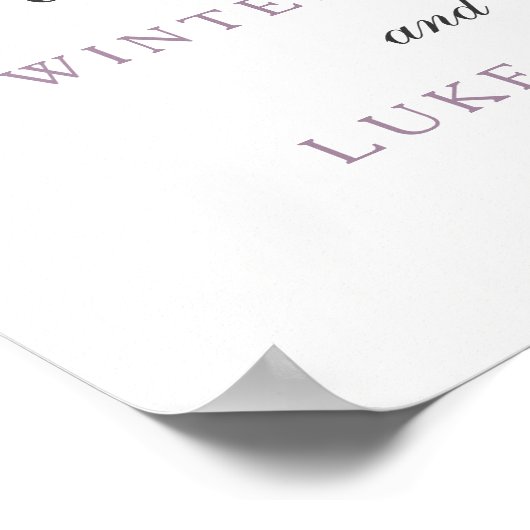 紫エレガント灰色の冬のフローラの結婚ポスター ポスター (角)