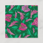 紫エレガント熱帯フローラオングリーン スクエア名刺 (裏面)