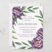 紫エレガント牡丹バチェロレッテ 招待状 (正面)