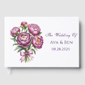 紫エレガント牡丹フローラ結婚ズ ゲストブック (正面)