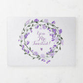 紫エレガント牡丹フローラ結婚ズ 三つ折り招待状 (カバー)
