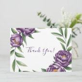 紫エレガント牡丹結婚サンキューカード 招待状 (スタンド正面)