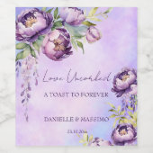 紫エレガント牡丹薄紫結婚藤 ワインラベル (シングルラベル)