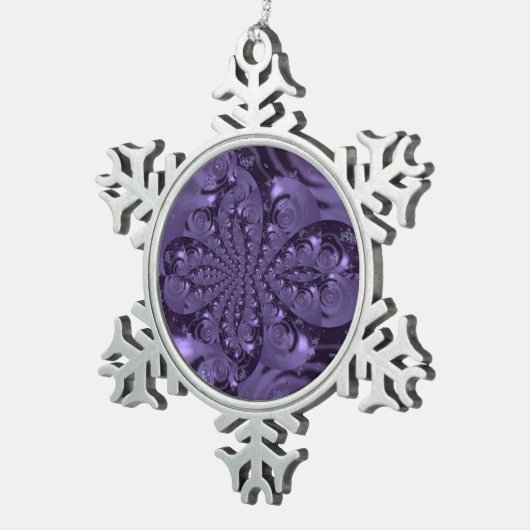 紫エレガント王室のの液体の輝き スノーフレークピューターオーナメント (右)