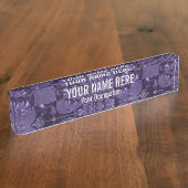 紫エレガント王室のの液体の輝き デスクネームプレート (側面)
