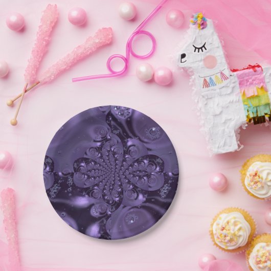 紫エレガント王室のの液体の輝き ペーパープレート (パーティー)