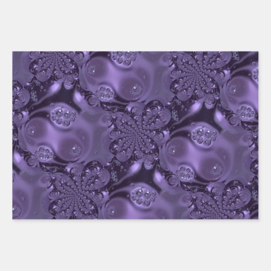 紫エレガント王室のの液体の輝き ラッピングペーパーシート (正面)