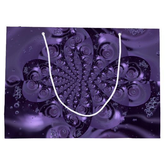 紫エレガント王室のの液体の輝き ラージペーパーバッグ (裏面)