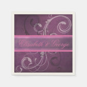 紫エレガント王室のグランジダマスク結婚渦巻き スタンダードカクテルナプキン (正面)
