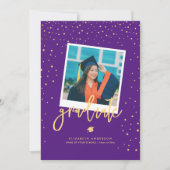 紫エレガント王室の大学院写真卒業 案内状 (正面)