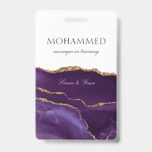 紫エレガント瑪瑙スクリプトカスタム従業員 バッジ (裏面)