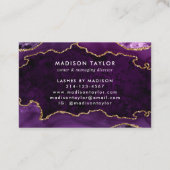 紫エレガント瑪瑙金ゴールドグリッタースクリプトモノグラム 名刺 (裏面)