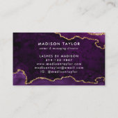 紫エレガント瑪瑙金ゴールドグリッタースクリプトモノグラム 名刺 (裏面)