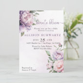 紫エレガント生まれフローラ赤ちゃんシャワーへ 招待状 (スタンド正面)