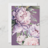 紫エレガント生まれフローラ赤ちゃんシャワーへ 招待状 (裏面)