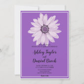 紫エレガント白のバラの枠付きフローラ結婚ズイン 招待状 (正面)