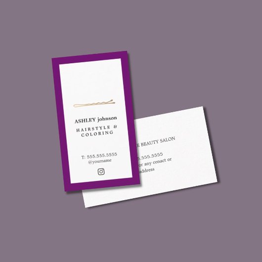 紫エレガント白金ゴールドピフェイクン美容師 名刺