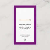 紫エレガント白金ゴールドピフェイクン美容師 名刺 (正面)