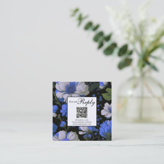 紫エレガント白銀フローラQRコード エンクロージャーカード (スタンド正面)