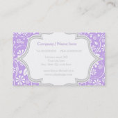 紫エレガント白、灰色の花柄モノグラム 名刺 (裏面)