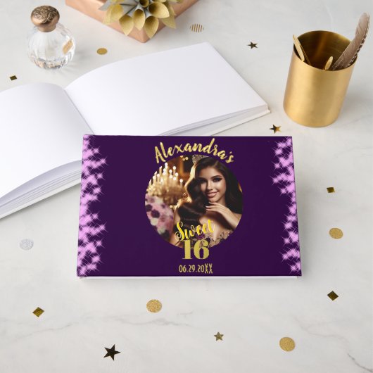 紫エレガント童話の甘い16枚の写真スペインの ゲストブック (正面見開き)