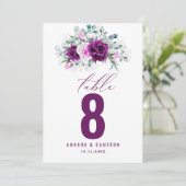 紫エレガント素朴のフローラ結婚のテーブル番号 (スタンド正面)