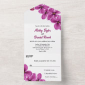 紫エレガント素朴の花の夏のフローラ結婚の オールインワン招待状 (内側)