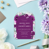 紫エレガント素朴赤面幾何結婚式 アクリル招待状 (インサイチュ (ウェディング))