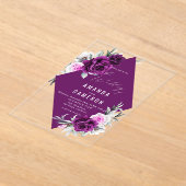紫エレガント素朴赤面幾何結婚式 アクリル招待状 (レイダウン)