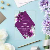 紫エレガント素朴赤面幾何結婚式 アクリル招待状 (インサイチュ (ウェディング))