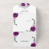 紫エレガント素朴赤面幾何結婚式 オールインワン招待状 (外側)