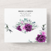 紫エレガント素朴赤面幾何結婚式 オールインワン招待状 (裏面)