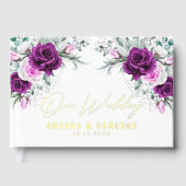 紫エレガント素朴赤面幾何結婚式 ゲストブック (正面)