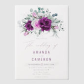 紫エレガント素朴赤面幾何結婚式 ベラム紙招待状 (正面)