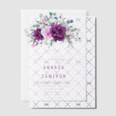 紫エレガント素朴赤面幾何結婚式 ベラム紙招待状 (オフセット (招待状))