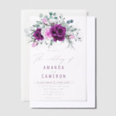紫エレガント素朴赤面幾何結婚式 ベラム紙招待状 (オフセット)