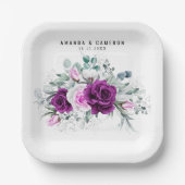 紫エレガント素朴赤面幾何結婚式 ペーパープレート (正面)