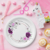 紫エレガント素朴赤面幾何結婚式 ペーパープレート (パーティー)