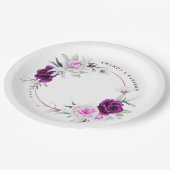 紫エレガント素朴赤面幾何結婚式 ペーパープレート (アングル)