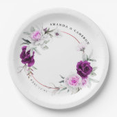 紫エレガント素朴赤面幾何結婚式 ペーパープレート (正面)