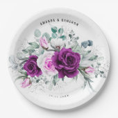 紫エレガント素朴赤面幾何結婚式 ペーパープレート (正面)