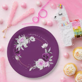 紫エレガント素朴赤面幾何結婚式 ペーパープレート (パーティー)