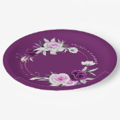 紫エレガント素朴赤面幾何結婚式 ペーパープレート (アングル)