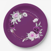 紫エレガント素朴赤面幾何結婚式 ペーパープレート (正面)