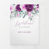 紫エレガント素朴赤面幾何結婚式 三つ折り案内状 (カバー)