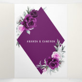紫エレガント素朴赤面幾何結婚式 三つ折り案内状 (内部中)