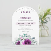 紫エレガント素朴赤面幾何結婚式 招待状 (スタンド正面)